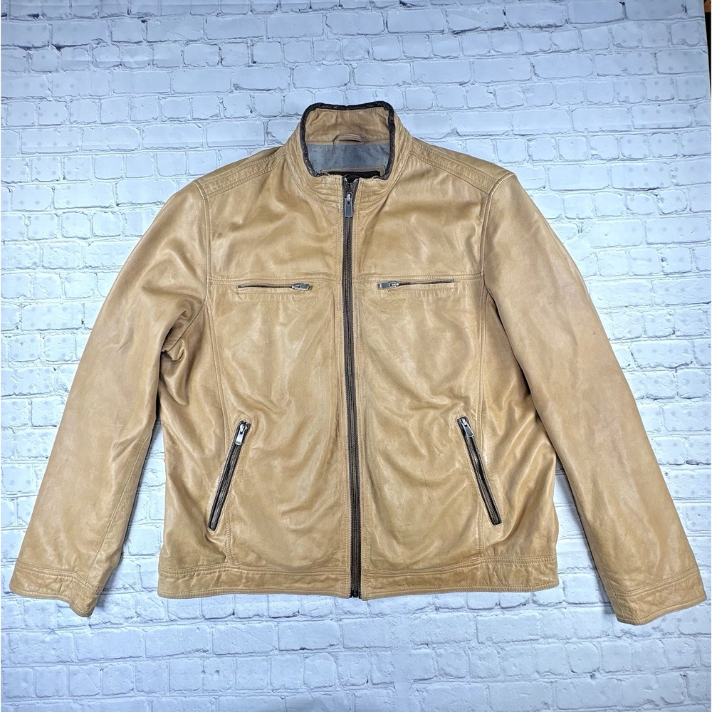 Overland Classic Vintage 80s 90s Tan Soft Leather Jacket Size XL Lambskin